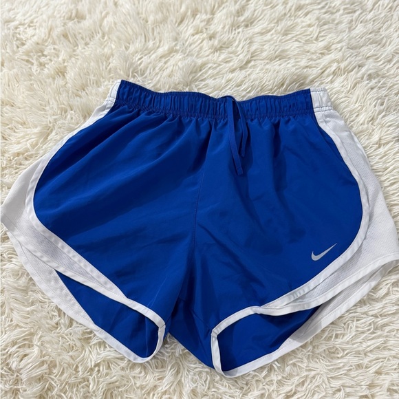 Nike Blue and White Athletic Shorts with Elastic Waistband - Picture 1 of 4